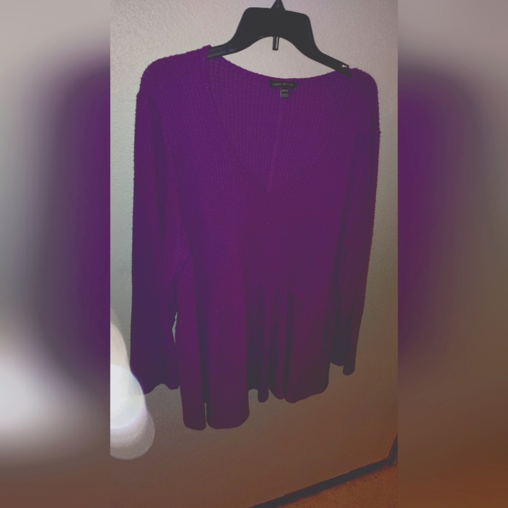 Lane Bryant Purple V-Neck Top Size 22/24